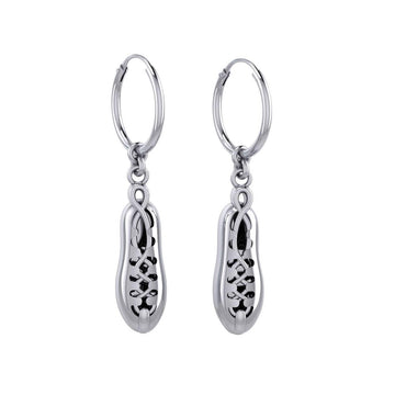 Irish Dancing Shoes Silver Hoop Earrings TER2058 - Jewelry